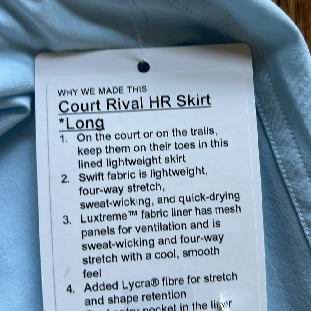 lululemon athletica Court Rival High-Rise Skirt Powder Blue PWBE Size 4 Long NWT - Picture 5 of 7